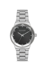 DAVID GUNER GÜMÜŞ KAPLAMALI SİYAH KADRANLI KADIN KOL SAATİ DG-8909LA-A2