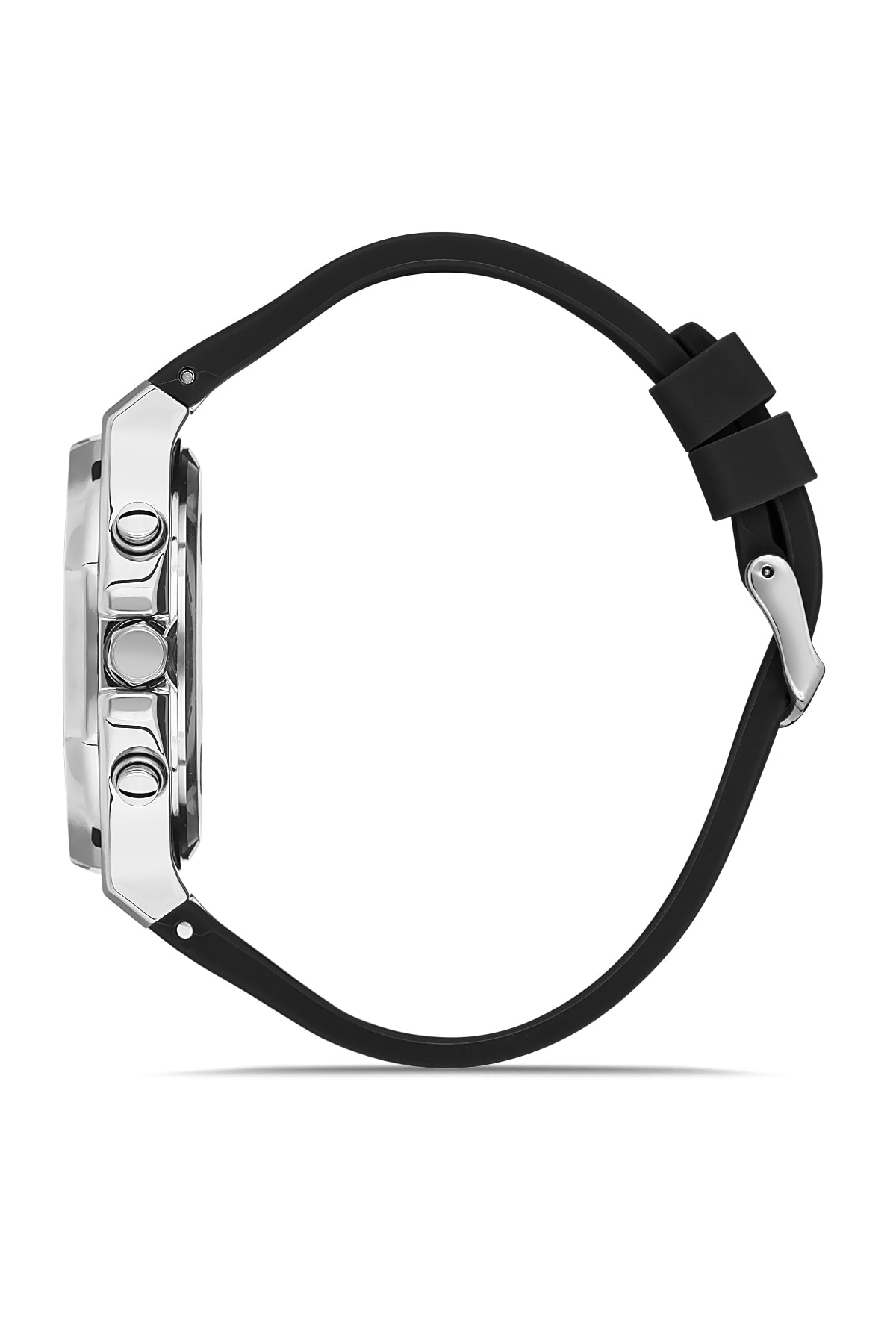 DAVID GUNER Silver Plating Men's Watch with Black Silicone Band