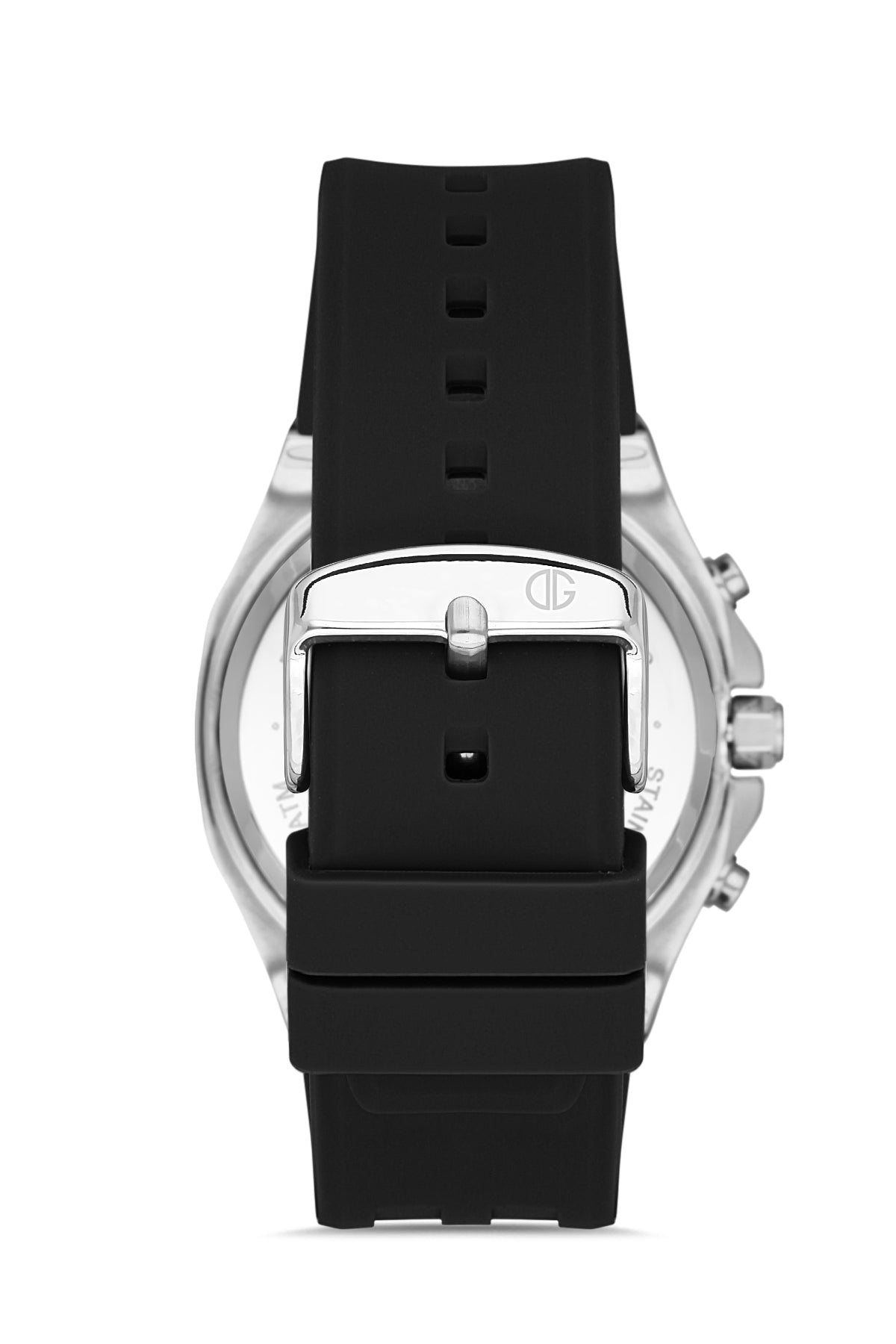 DAVID GUNER Silver Plating Men's Watch with Black Silicone Band