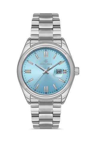 DAVID GUNER GÜMÜŞ KAPLAMALI TURKUAZ KADRANLI ERKEK KOL SAATİ - DG-8390GA-A18