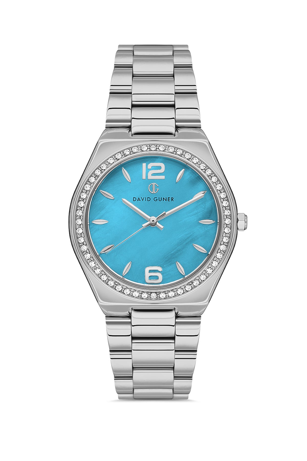 DAVID GUNER GÜMÜŞ KAPLAMALI TURKUAZ KADRANLI KADIN KOL SAATİ DG-8472LA-A15