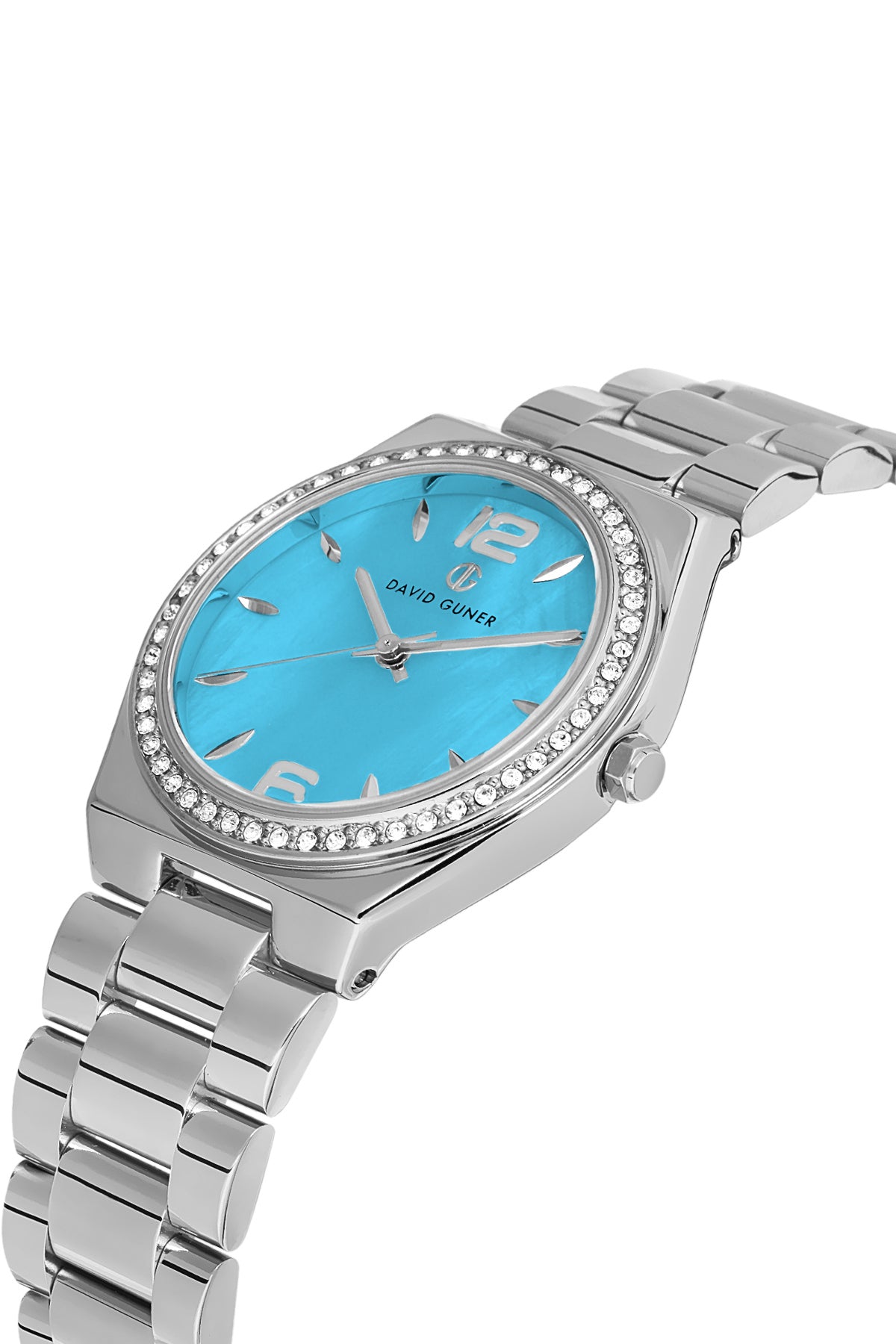 DAVID GUNER GÜMÜŞ KAPLAMALI TURKUAZ KADRANLI KADIN KOL SAATİ DG-8472LA-A15