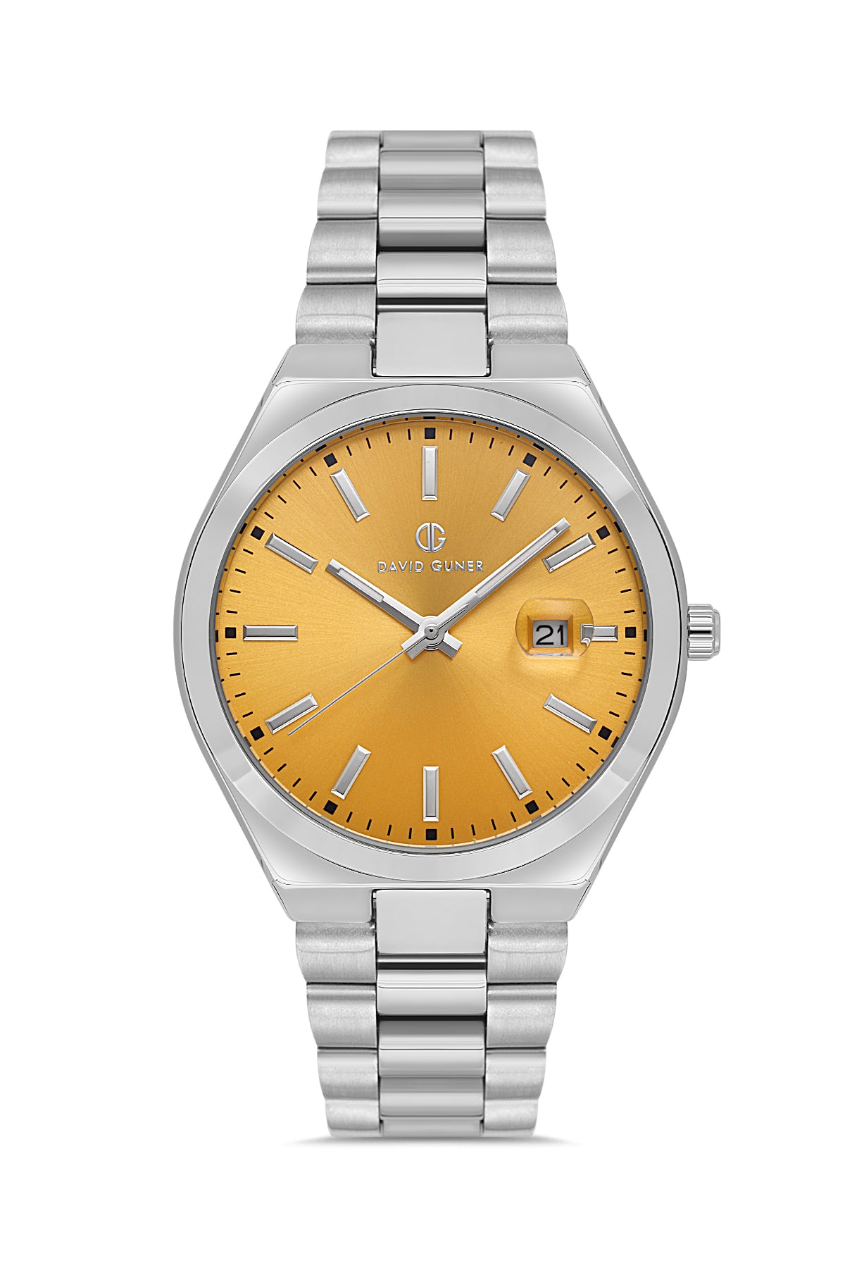 DAVID GUNER GÜMÜŞ KAPLAMALI TURUNCU KADRANLI ERKEK KOL SAATİ DG-8697GA-A12