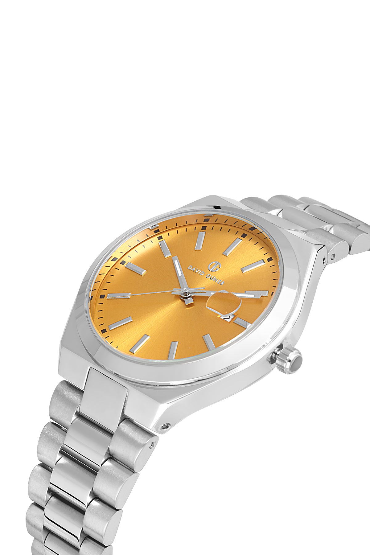 DAVID GUNER GÜMÜŞ KAPLAMALI TURUNCU KADRANLI ERKEK KOL SAATİ DG-8697GA-A12