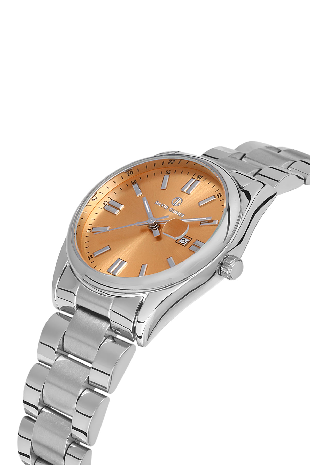 DAVID GUNER GÜMÜŞ KAPLAMALI TURUNCU KADRANLI KADIN KOL SAATİ - DG-8391LA-A11