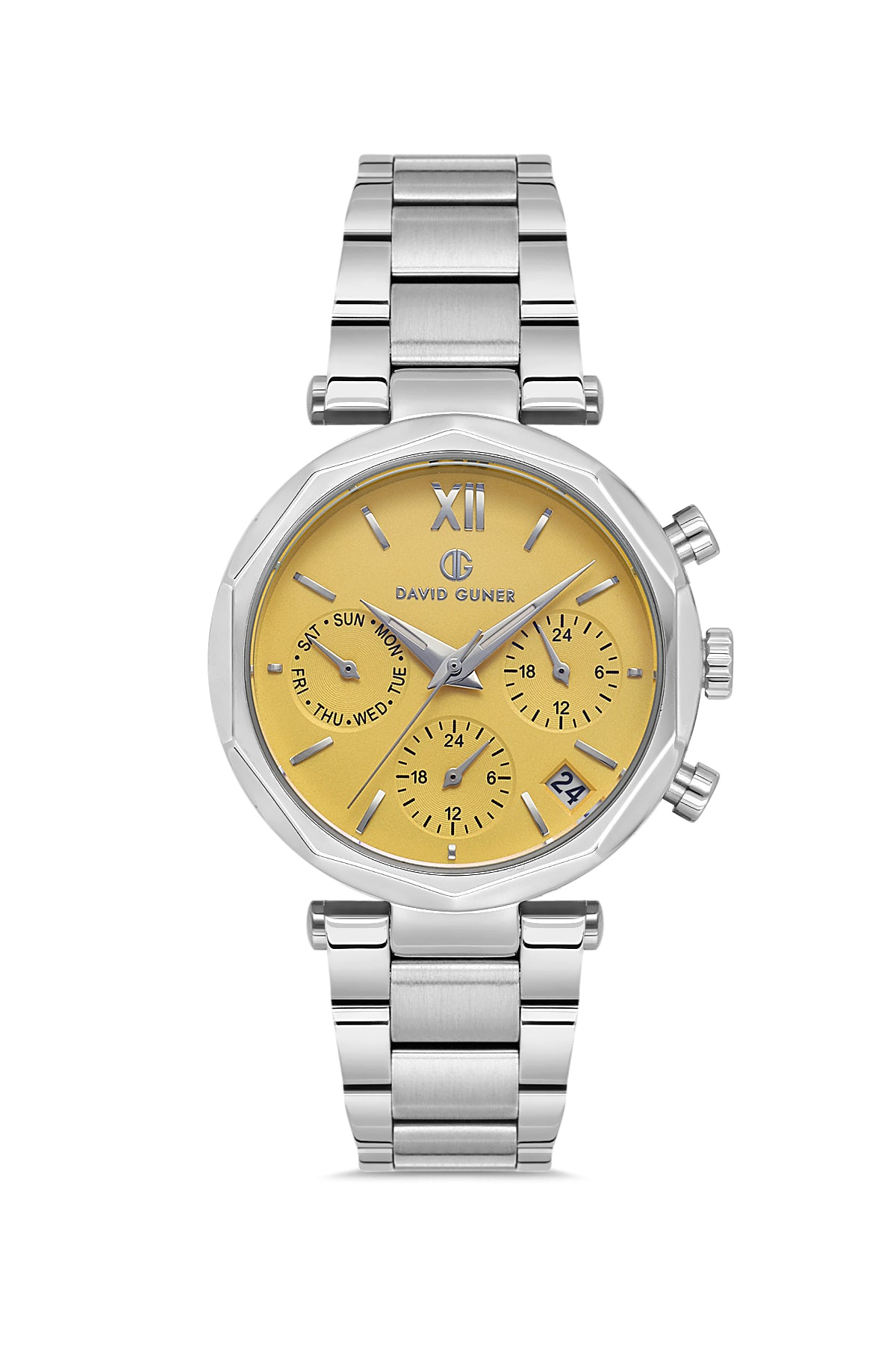 DAVID GUNER GÜMÜŞ KAPLAMALI TURUNCU KADRANLI KADIN KOL SAATİ - DG-8694LA-A12