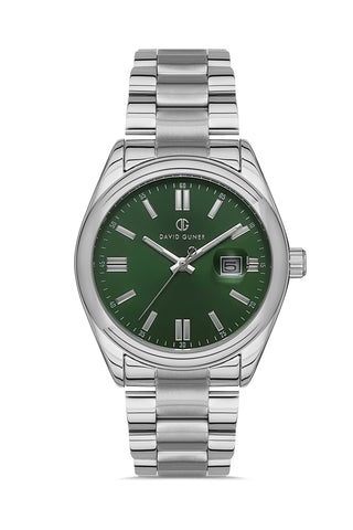 DAVID GUNER GÜMÜŞ KAPLAMALI YEŞİL KADRANLI ERKEK KOL SAATİ - DG-8390GA-A10
