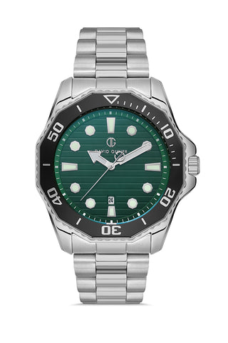 DAVID GUNER GÜMÜŞ KAPLAMALI YEŞİL KADRANLI ERKEK KOL SAATİ - DG-8394GA-A10