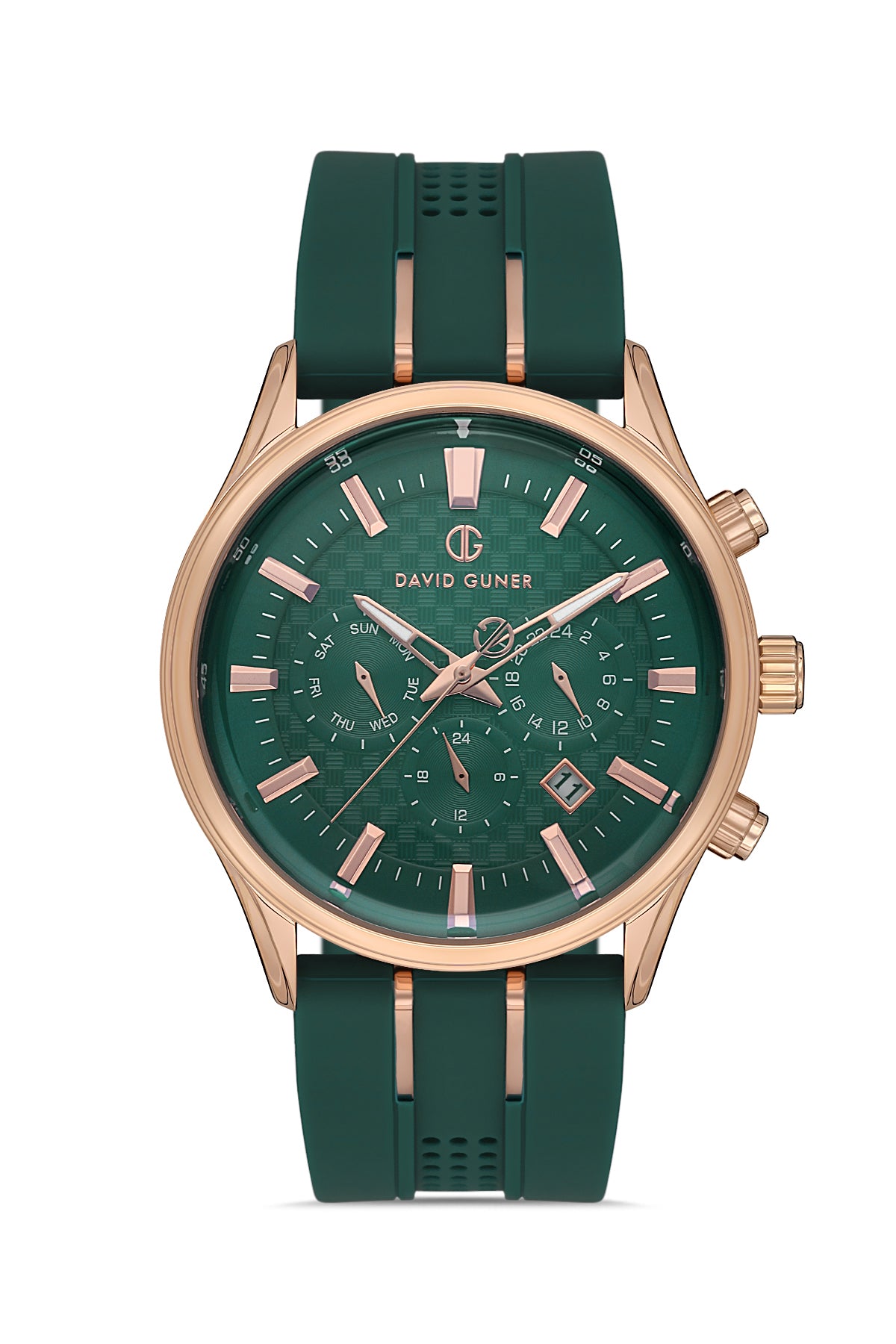 DAVID GUNER Green Dial Men's Watch with Silicone Band