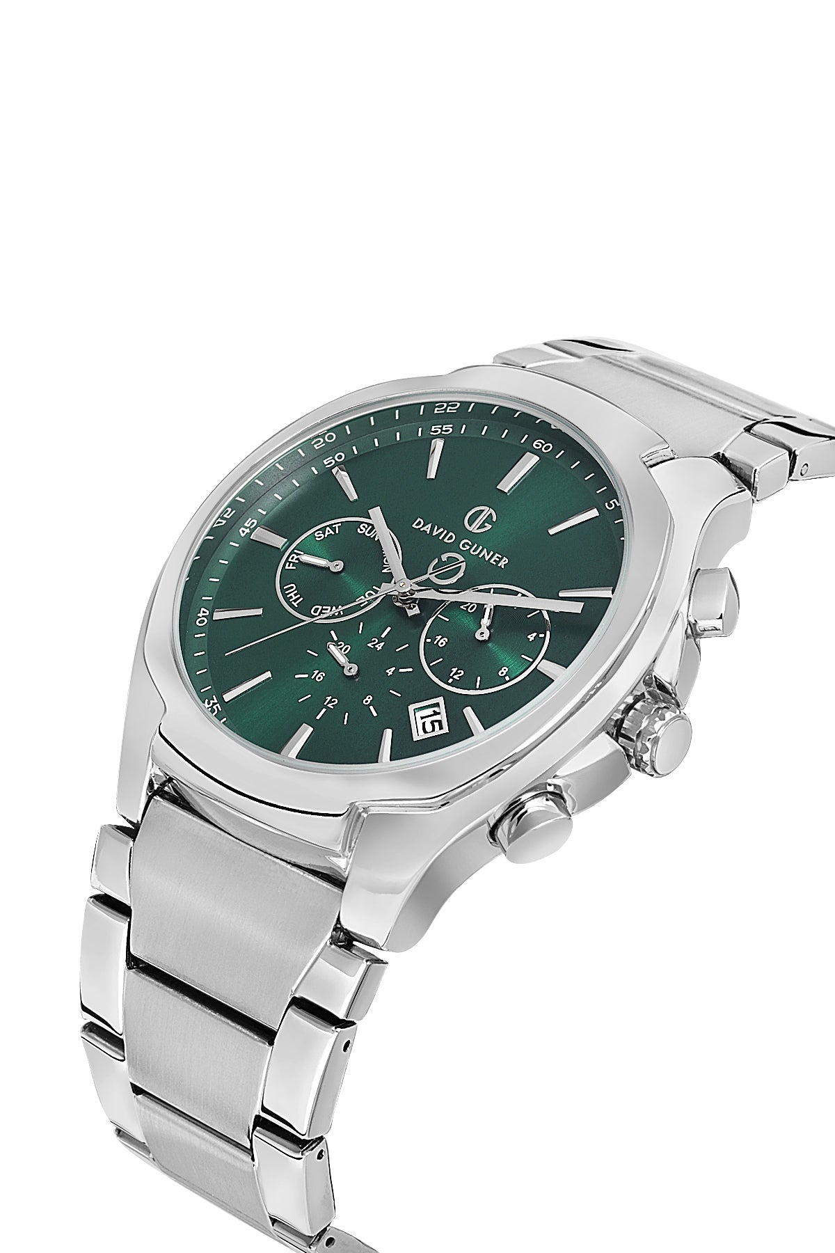 DAVID GUNER GÜMÜŞ KAPLAMALI YEŞİL KADRANLI ERKEK KOL SAATİ - DG-8395GA-A10