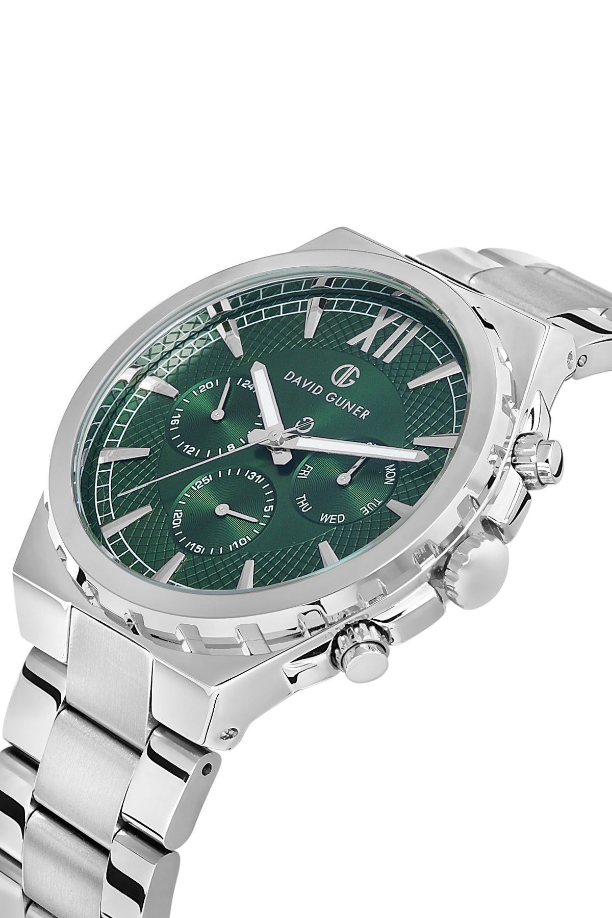 DAVID GUNER GÜMÜŞ KAPLAMALI YEŞİL KADRANLI ERKEK KOL SAATİ DG-8410GA-A10