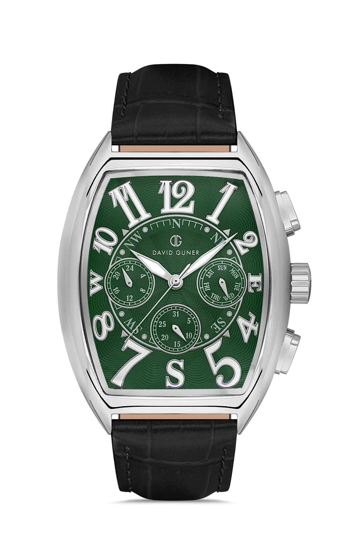 DAVID GUNER GÜMÜŞ KAPLAMALI YEŞİL KADRANLI ERKEK KOL SAATİ DG-8707GB-J10