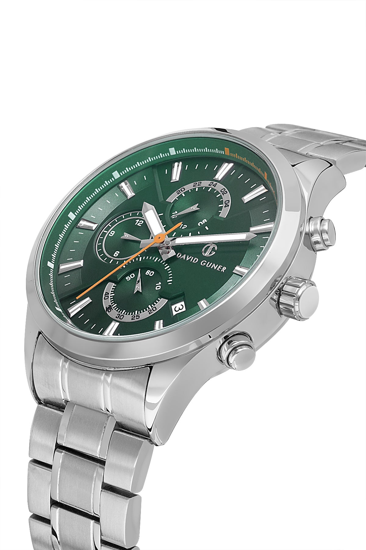 DAVID GUNER Beyaz Kaplamalı Yeşil Paslanmaz Masif Çelik Kordon Erkek Kol Saati - DG-8720GA-A10