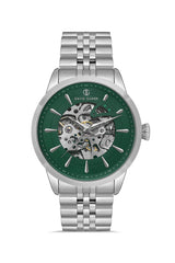 DAVID GUNER Gümüş Kaplama Yeşil Kadranlı Erkek Kol Saati - DG-8835GA-A10
