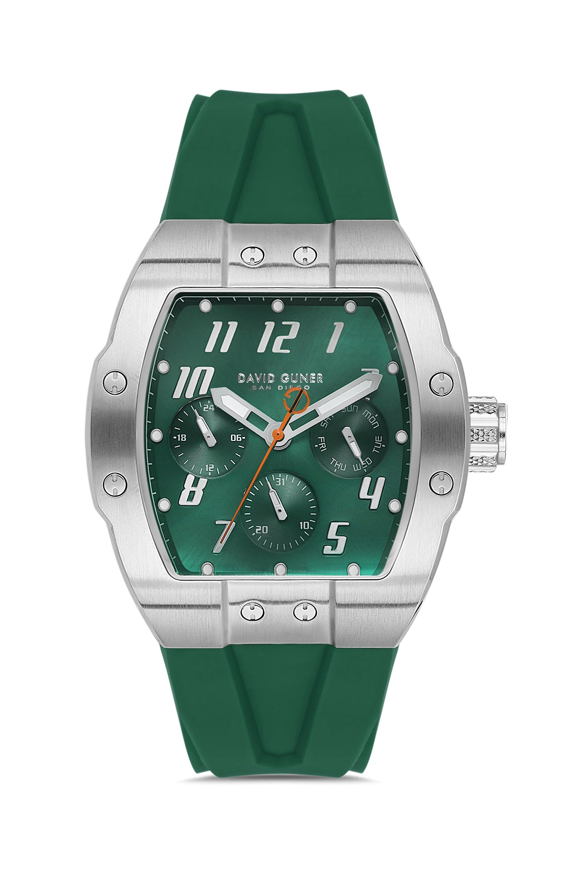 DAVID GUNER Gümüş Kaplamalı Yeşil Kadranlı Erkek Kol Saati - DG-8883GD-ZM3