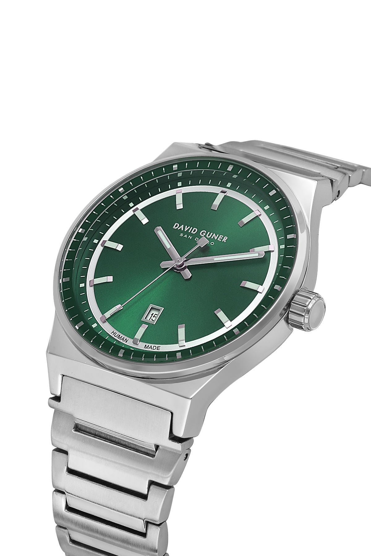 DAVID GUNER Gümüş Kaplamalı Yeşil Kadranlı Erkek Kol Saati - DG-8890GA-A10