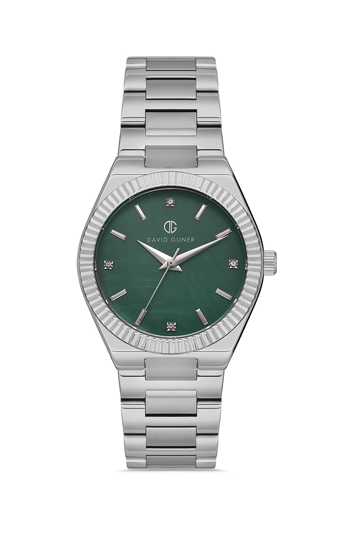 DAVID GUNER Silver Plating Green Dial Women's Watch