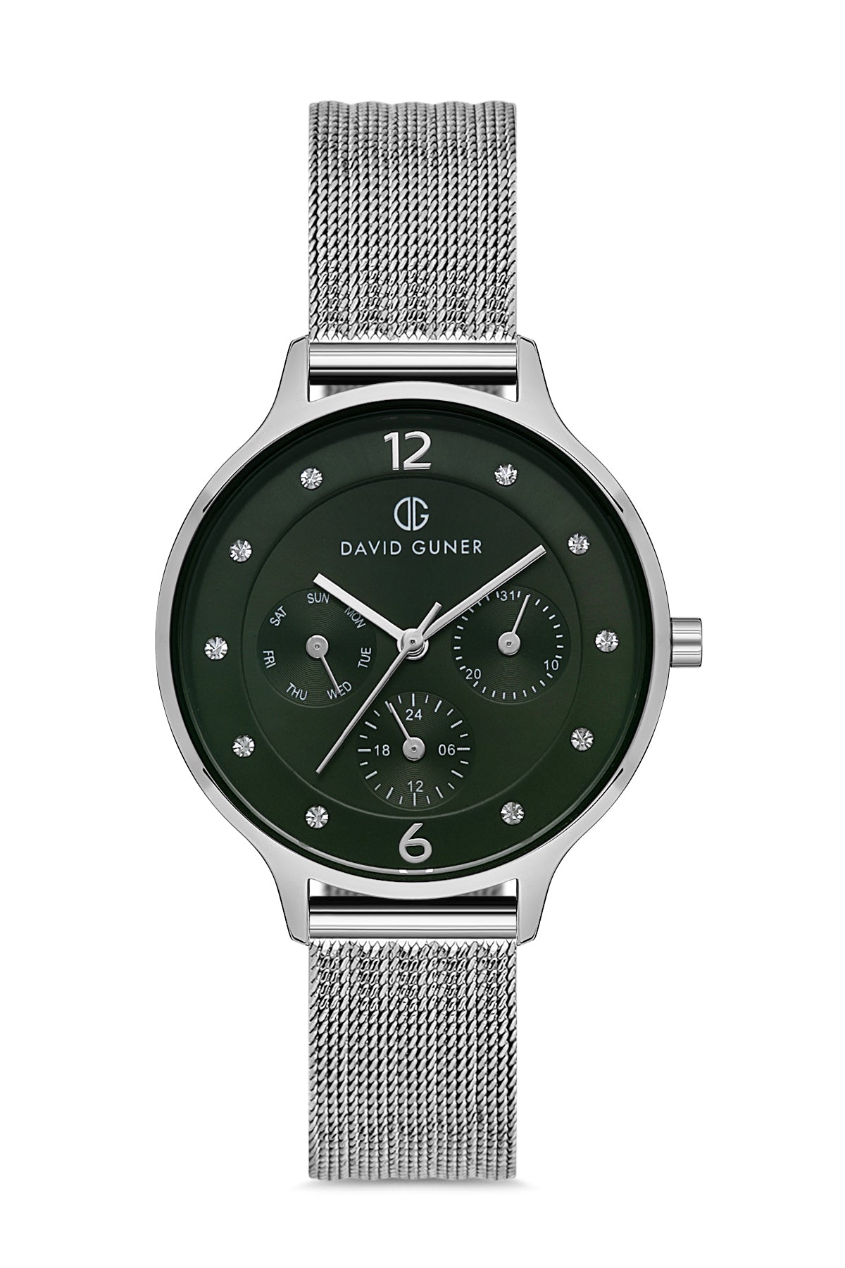 DAVID GUNER GÜMÜŞ KAPLAMALI YEŞİL KADRANLI KADIN KOL SAATİ - DG-8120LC-A10