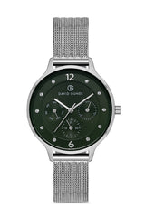 DAVID GUNER GÜMÜŞ KAPLAMALI YEŞİL KADRANLI KADIN KOL SAATİ - DG-8120LC-A10