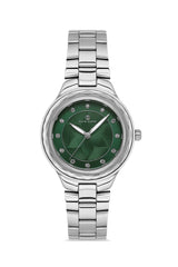 DAVID GUNER GÜMÜŞ KAPLAMALI YEŞİL KADRANLI KADIN KOL SAATİ - DG-8728LA-A10