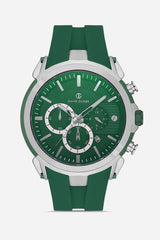 Davıd Guner Silver Plating Green Silicone Band Men's Watch