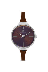 DAVID GUNER Gümüş Renk Kaplamalı Kahverengi Silikon Kordonlu Kadın Kol Saati - DG-8605LD-K6