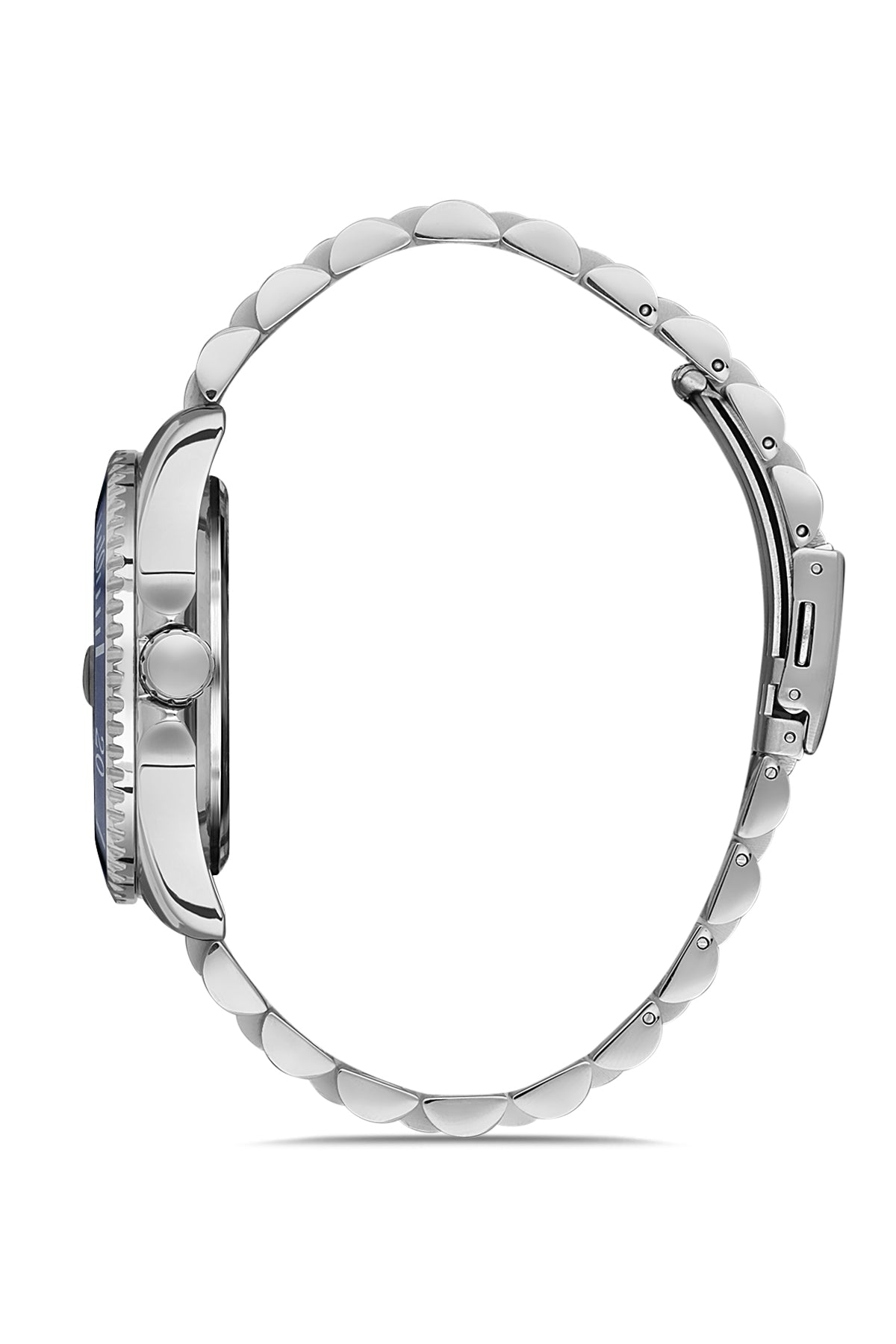 DAVID GUNER Gümüş Renk Kaplamalı Lacivert Kadranlı Takvimli Erkek Kol Saati - DG-8230GA-A3