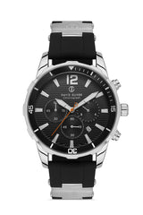 DAVID GUNER Gümüş Siyah Kadranlı Siyah Silikon Kayışlı Erkek Kol Saati - DG-8456GD-J2