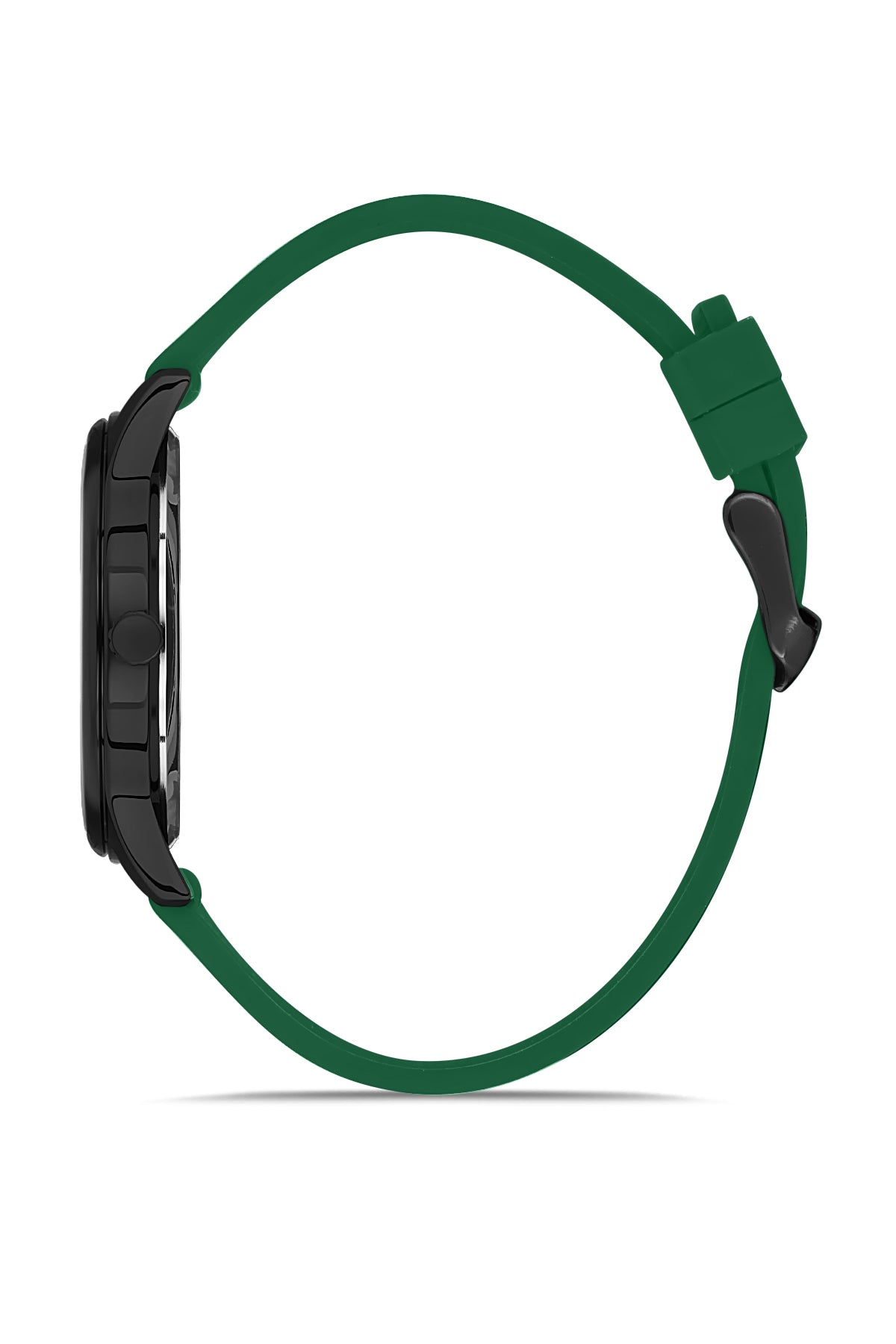 DAVID GUNER Men's Watch with Black Dial and Green Silicone Band with Calendar