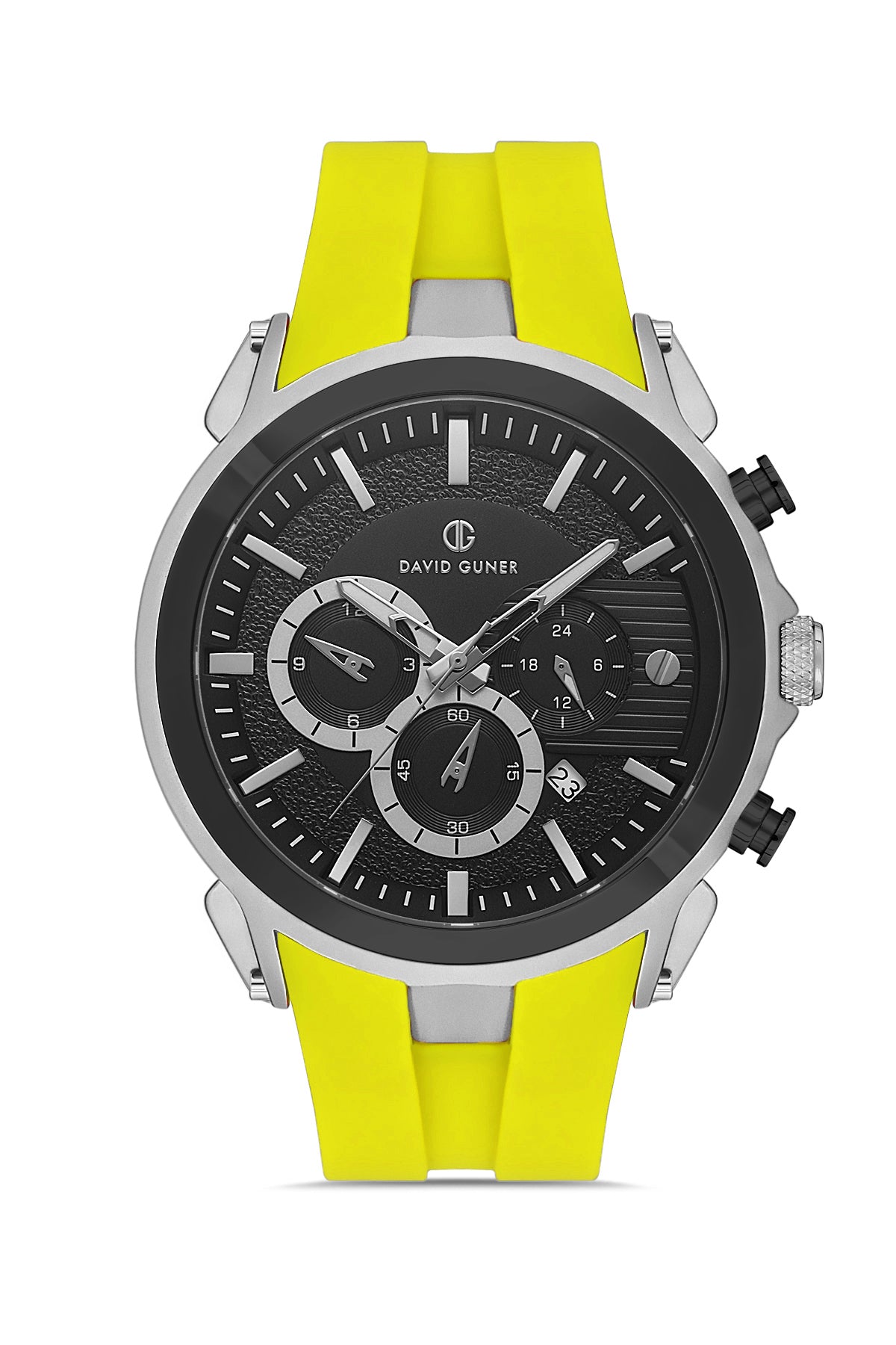 David Guner Yellow Silicone Band Men's Watch