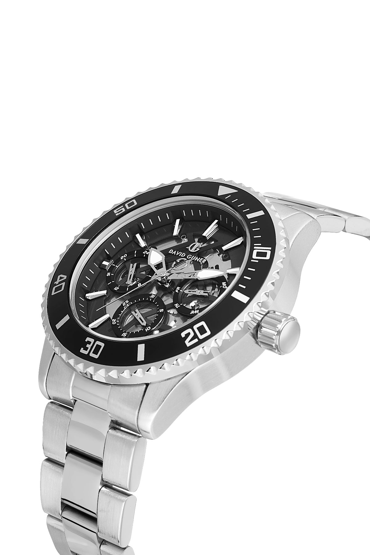 DAVID GUNER Gümüş Siyah Kaplama Siyah Kadranlı Multi Fonksiyonlu Erkek Kol Saati - DG-8851GA-J2