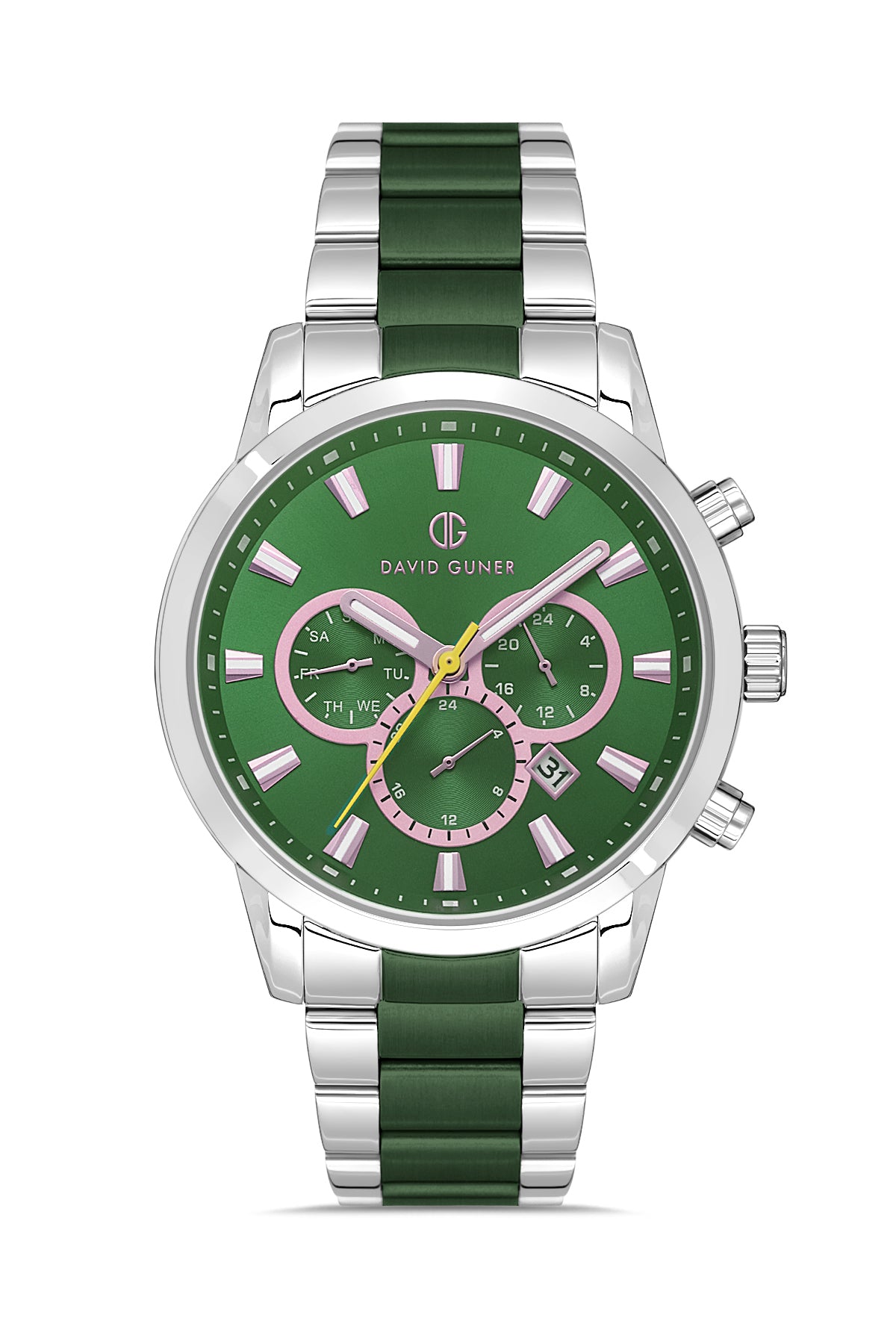 DAVID GUNER GÜMÜŞ YEŞİL KAPLAMALI YEŞİL KADRANLI ERKEK KOL SAATİ DG-8639GA-ZM10