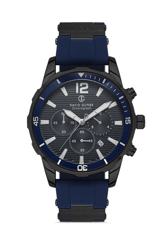 DAVID GUNER Gun Kaplama Gri Kadranlı Multi Fonksiyonlu Silikon Kayışlı Erkek Kol Saati - DG-8456GD-ZA9