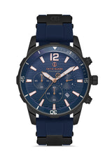 DAVID GUNER Mavi Kadranlı Gunmetal Detaylı Mavi Silikon Kayışlı Erkek Kol Saati - DG-8456GD-ZA3