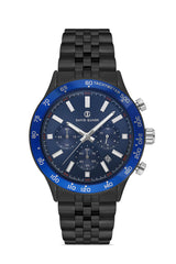 DAVID GUNER Gun Renk Kaplamalı Mavi Kadranlı Multi Fonksiyonlu Erkek Kol Saati