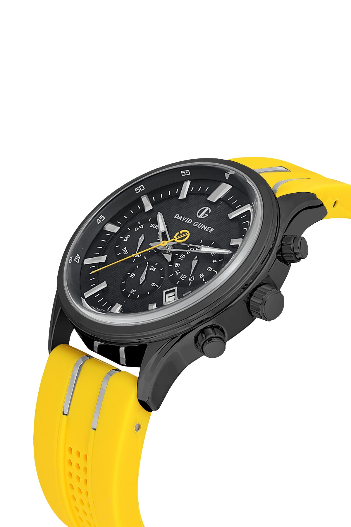 DAVID GUNER Men's Watch with Yellow Silicone Band