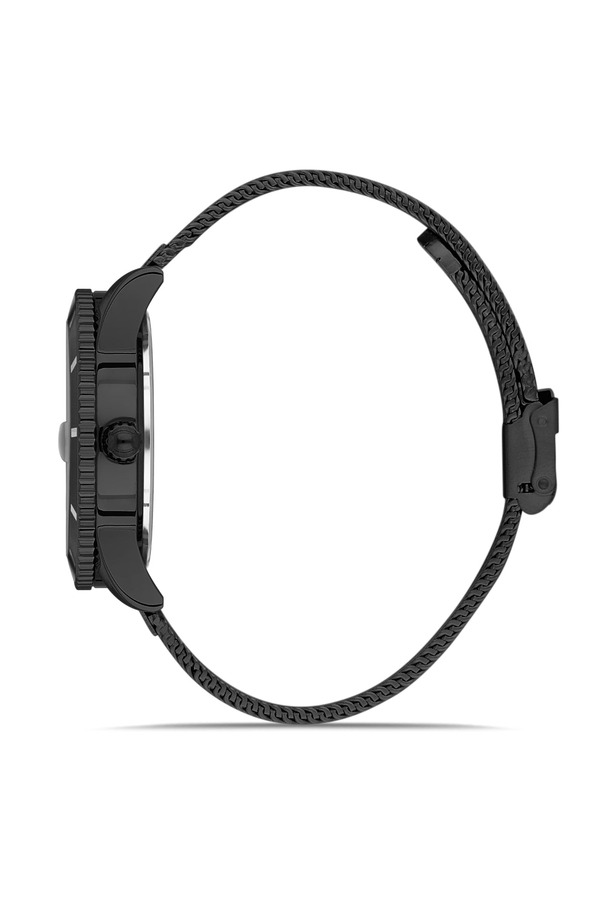 Davıd Guner Gun Coated Calendar Men's Watch with Steel Braided Band