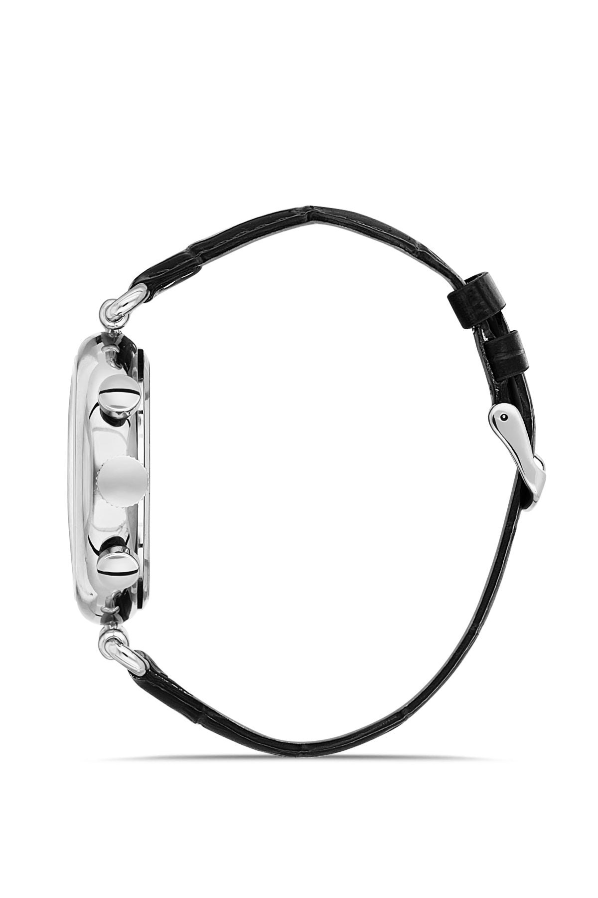 DAVID GUNER Men's Watch with Black Dial and Black Leather Band