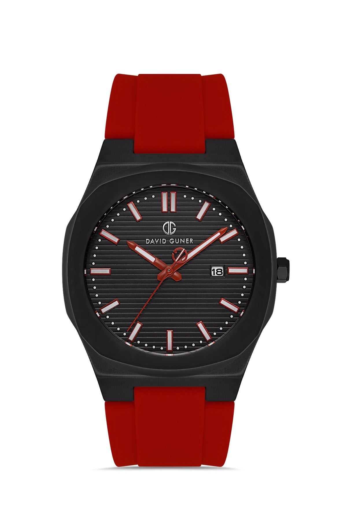 DAVID GUNER Gun Coated Red Band Men's Watch