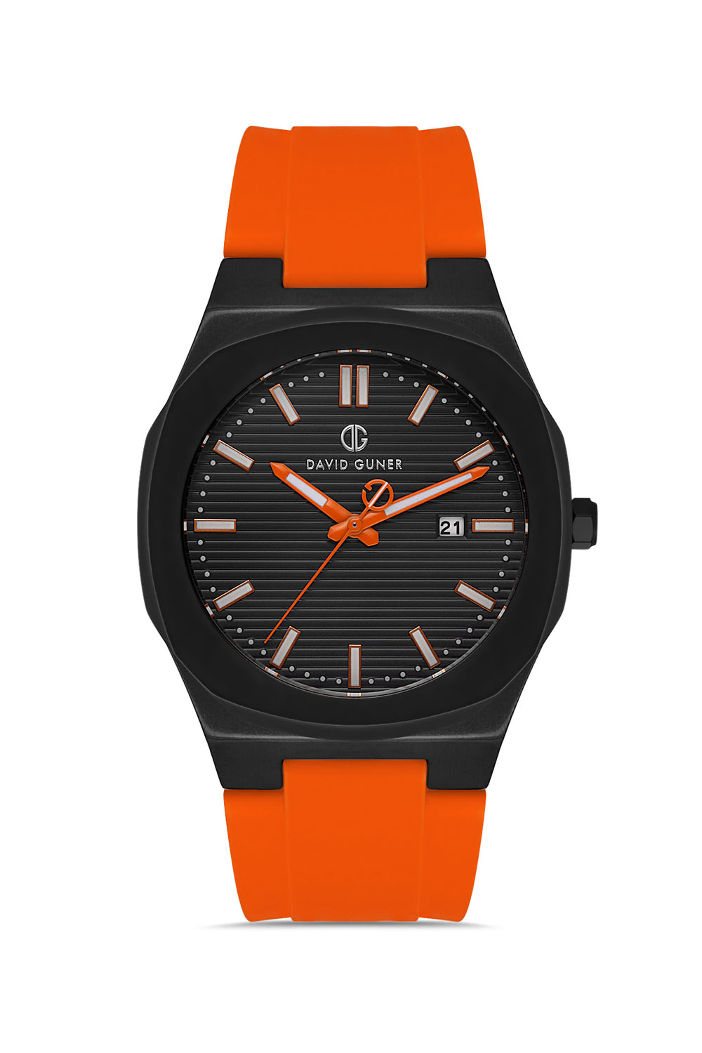DAVID GUNER Gun Coated Men's Watch with Silicone Band