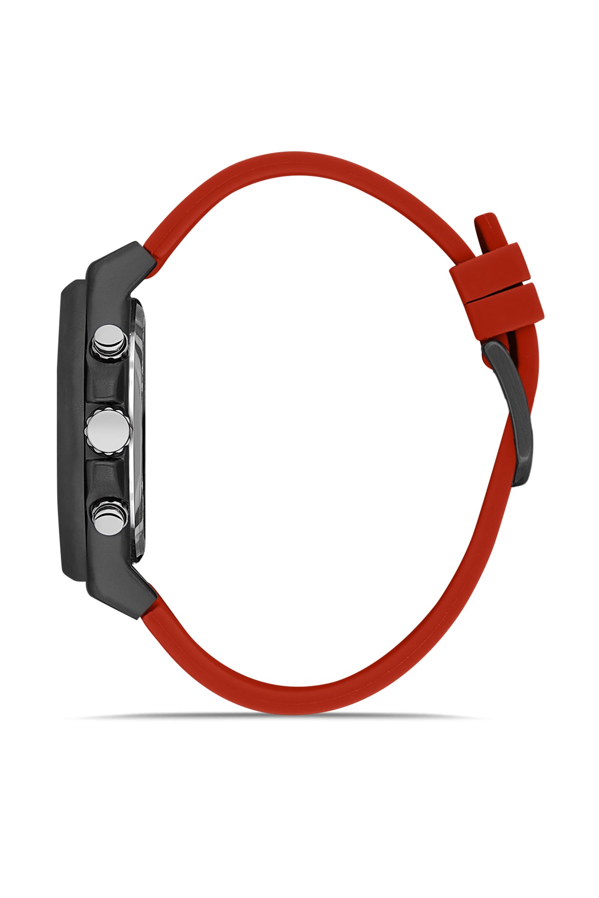DAVID GUNER Gun Coated Men's Watch with Black Dial and Red Silicone Band