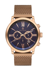 DAVID GUNER Kahverengi Kadranlı Çelik Örme Kordonlu Erkek Kol Saati - DG-8279GC-S6