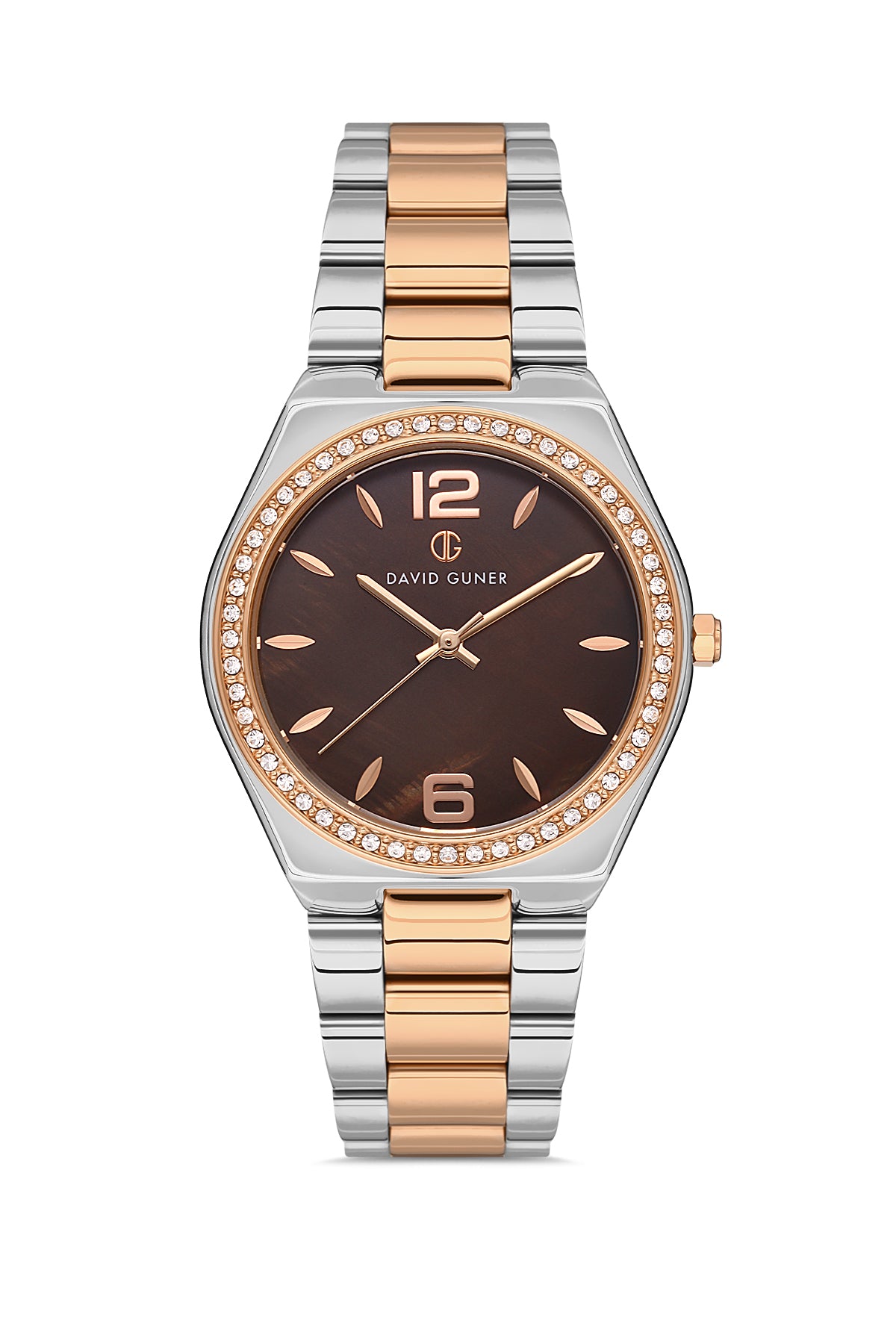 DAVID GUNER Rose White Women's Watch with Brown Dial