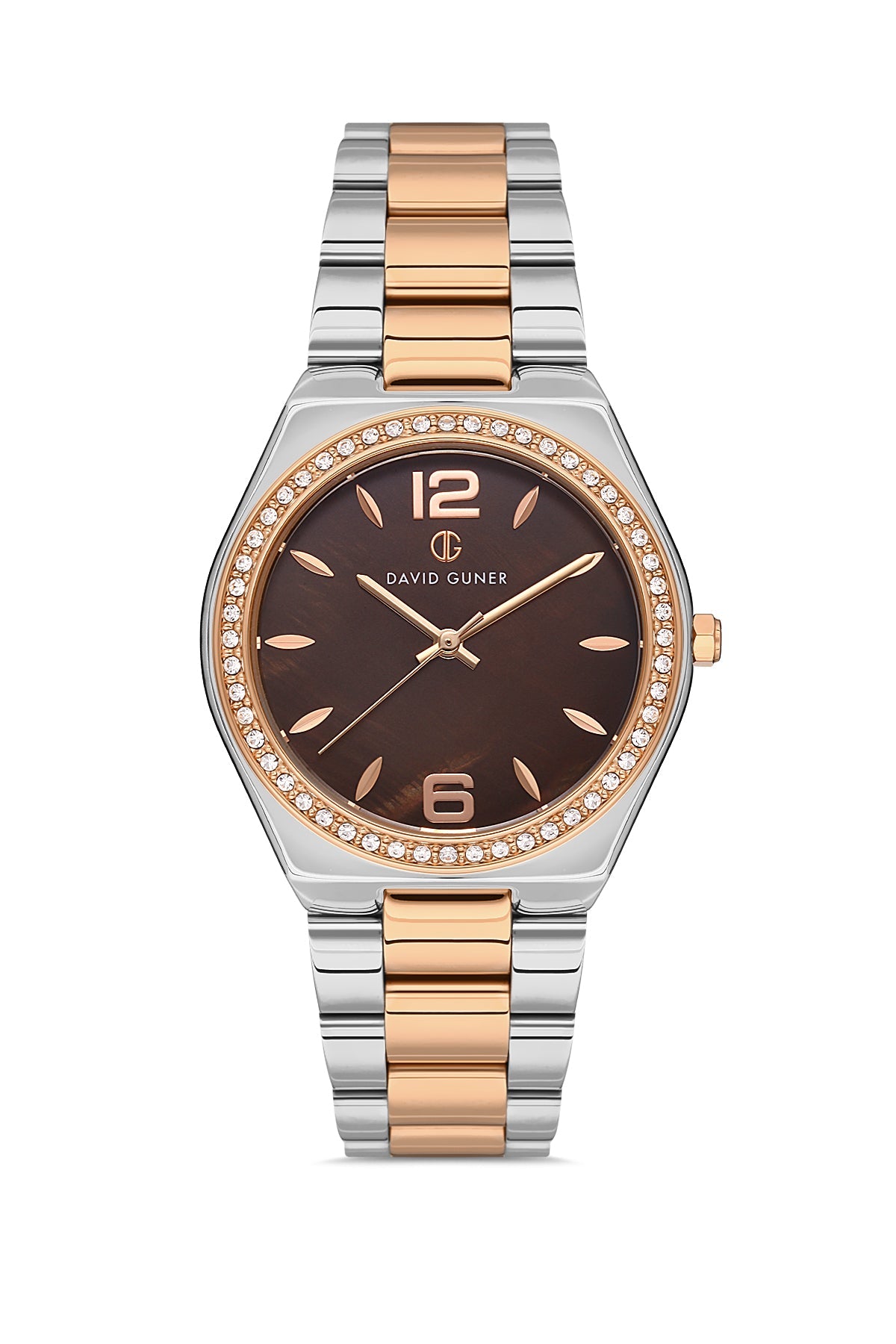 DAVID GUNER Rose White Women's Watch with Brown Dial