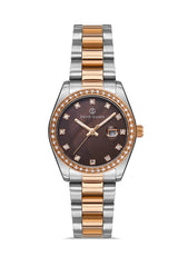 DAVID GUNER Rose White Women's Watch with Brown Dial