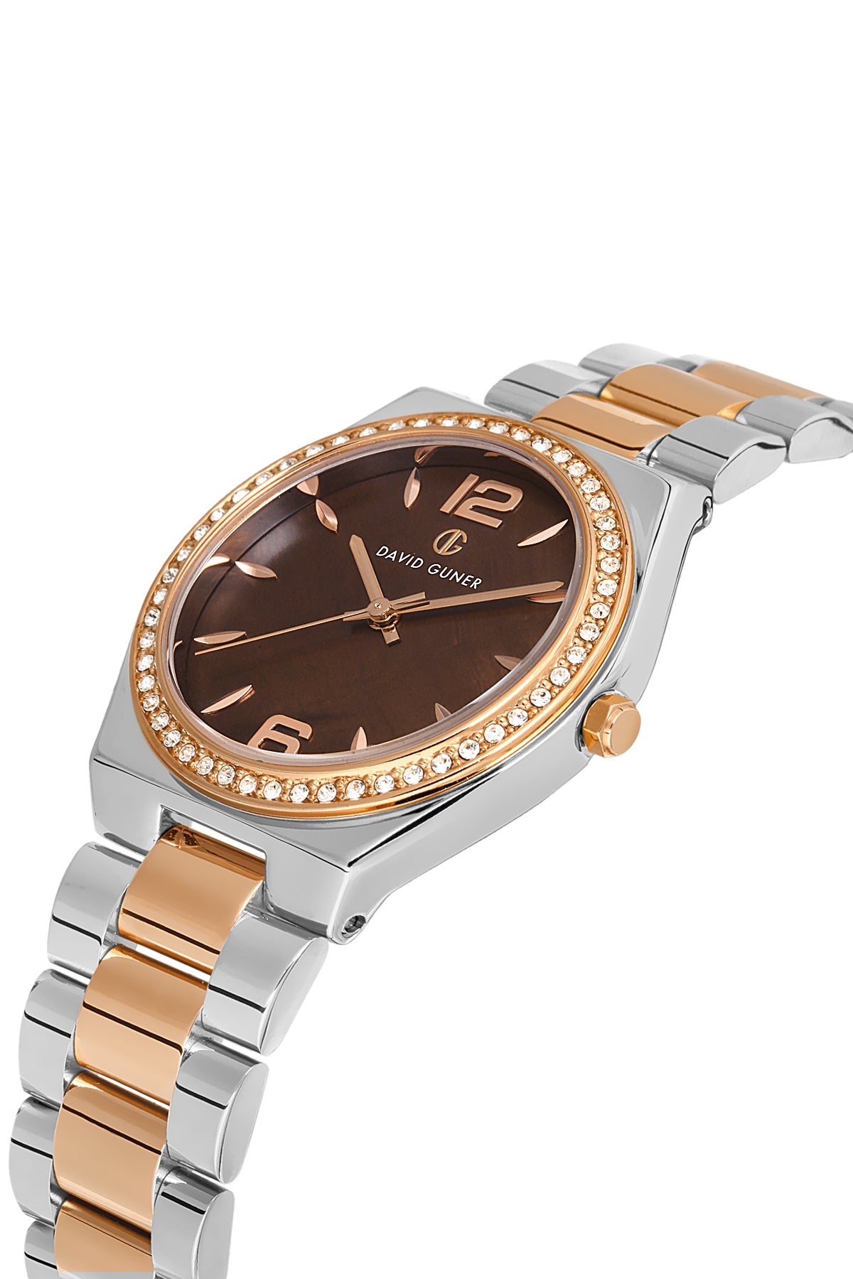 DAVID GUNER Kahverengi Kadranlı Rose Beyaz Kadın Kol Saati - DG-8472LA-E6