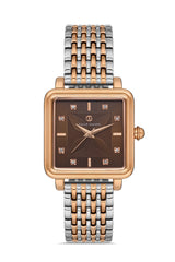 DAVID GUNER Kahverengi Kadranlı Rose Beyaz Kaplamalı Kadın Kol Saati - DG-8471LA-E6