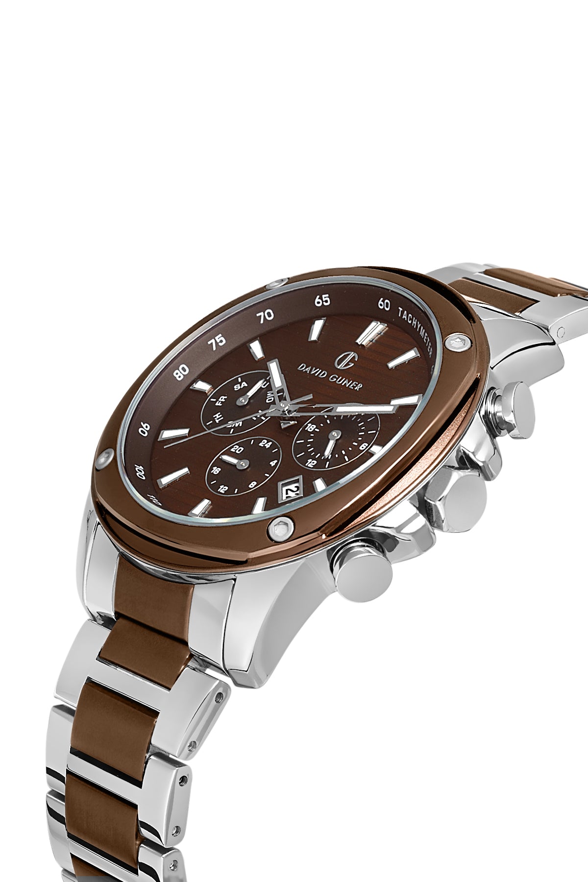 DAVID GUNER Kahverengi Kaplama Kahverengi Kadranlı Paslanmaz Masif Çelik Erkek Kol Saati - DG-8625GA-K6