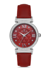 DAVID GUNER Red Leather Band Women's Watch