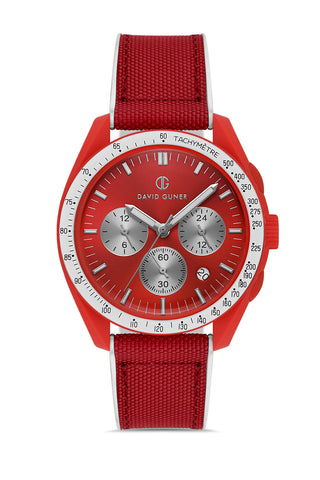 DAVID GUNER Kırmızı Kadranlı Polikarbon Kaplamalı Erkek Kol Saati - DG-8627GD-ZL8